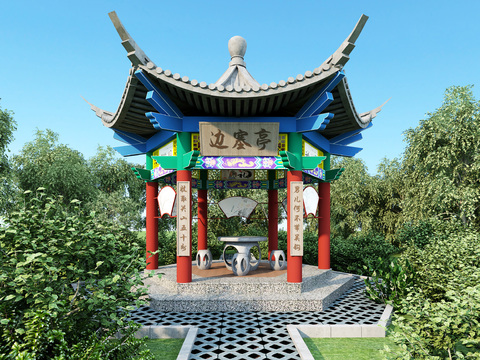 Chinese style pavilion landscape