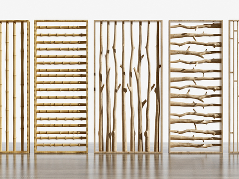 Natural wind log bamboo screen partition