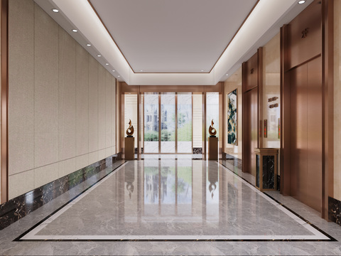 Modern Hotel Elevator Hall