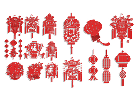 New Chinese Traditional Spring Festival Lantern Firecrackers Paper-cut Silhouette Wall Decoration