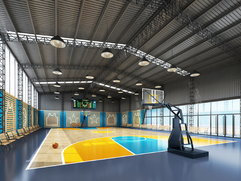 Industrial wind indoor basketball court