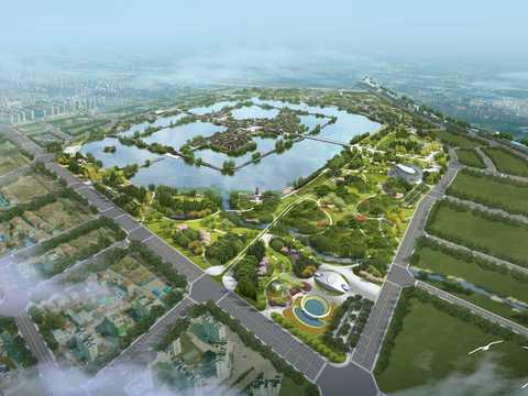 Wetland Park Garden Aerial View PSD