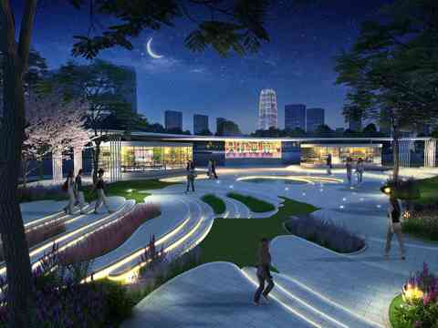 modern park landscape night psd