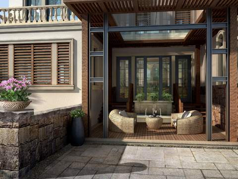 modern courtyard garden landscape psd