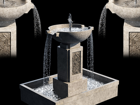 Modern stone fountain pool