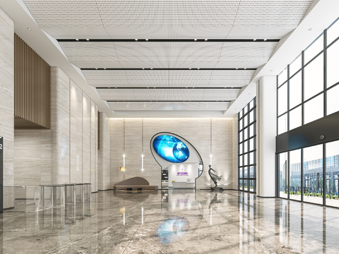 Modern Office Building Front Desk Lobby