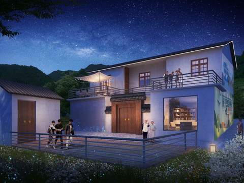 Chinese Homestay Night View psd