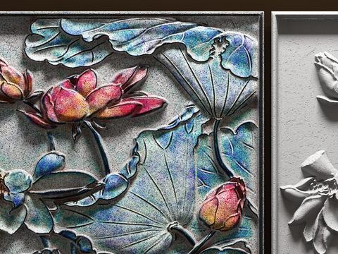 Neo-Chinese Style Lotus Slate Relief