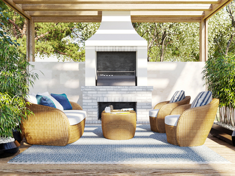 Modern courtyard rattan outdoor sofa combination