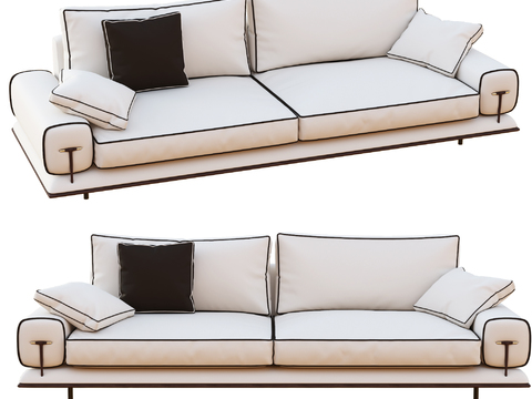 New Chinese-style fabric double sofa