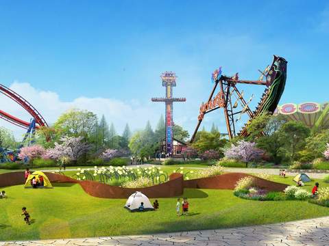 modern roller coaster playground garden psd