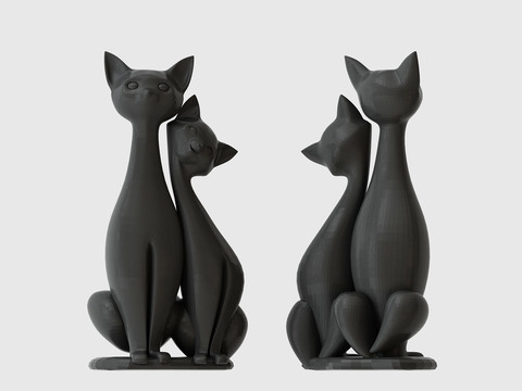 Modern Black Ceramic Sitting Cat Ornaments