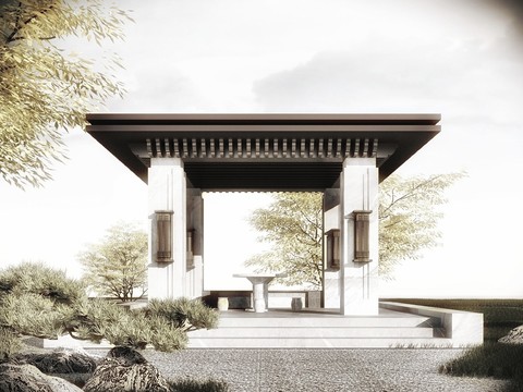 Neo-Chinese Style Landscape Four Corner Pavilion