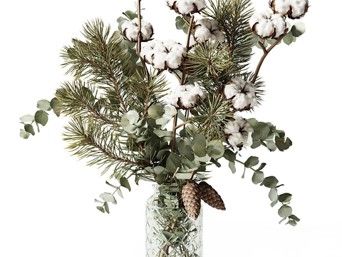 Modern Pine Cotton Flower Vase