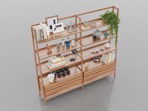 Neo-Chinese Style Simple Solid Wood Bookcase Free