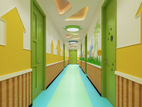 Modern kindergarten corridor free