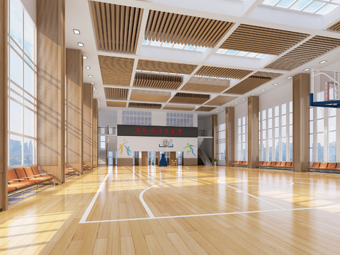 Modern indoor basketball court