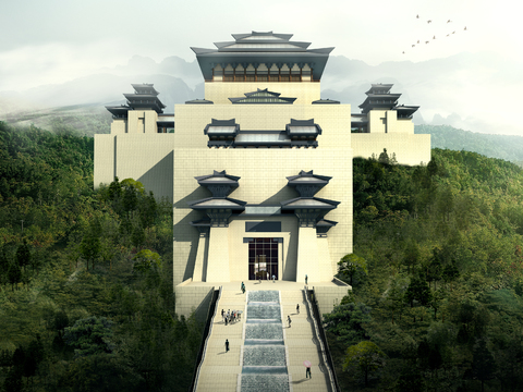 Chinese ancient building folk psd