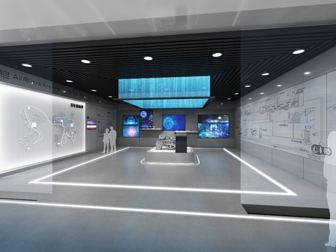 Modern science and technology exhibition hall free PSD