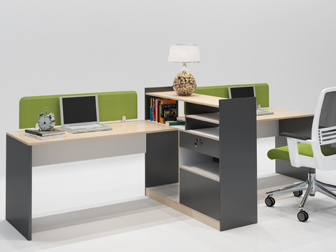 Modern high gray double desk combination