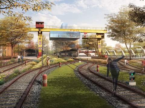 modern train track landscape psd