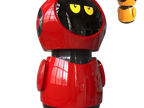 Modern red smart cartoon robot