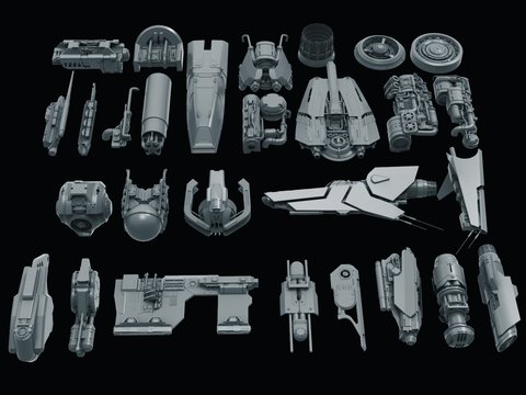 Modern Science Fiction Spaceship Parts