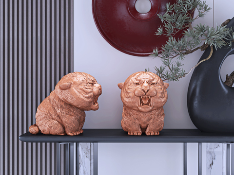 New Chinese Cartoon Cute Tiger Sculpture Ornaments