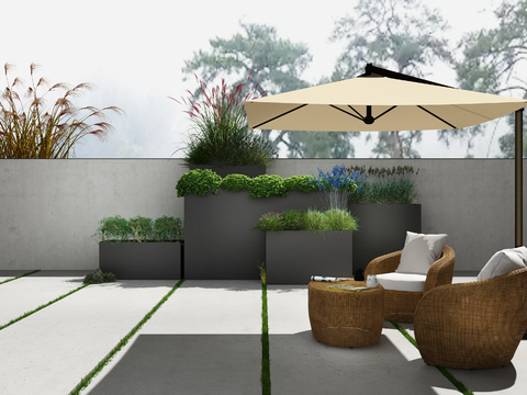 Modern outdoor chair sunshade potted combination