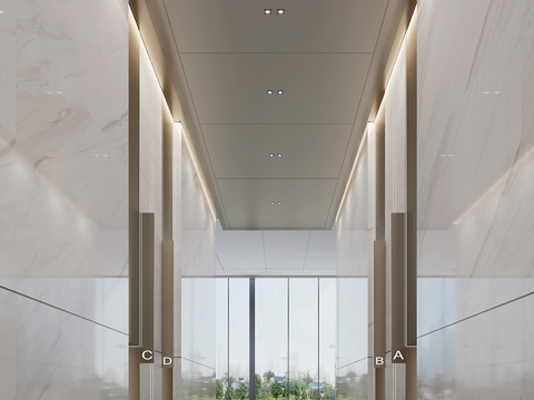 Elevator Hall of Modern Office Building