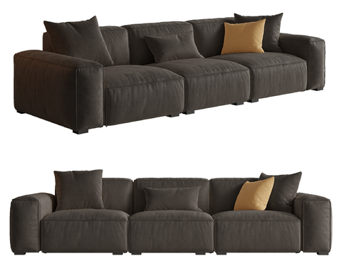 Italian baxter modern black fabric tofu block multiplayer sofa