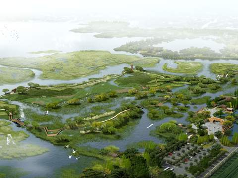 modern wetland landscape psd