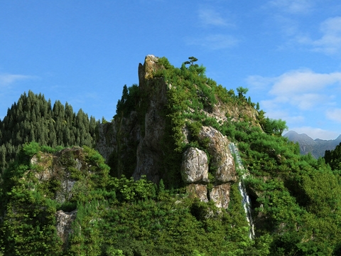 modern mountain forest landscape