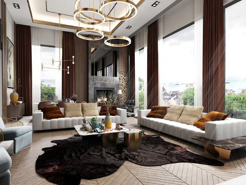 Modern Affordable Luxury Style Duplex Pick-up Empty Villa Living Room Dining Room