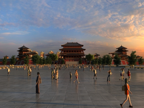 Landscape of Chinese Ancient Building Square