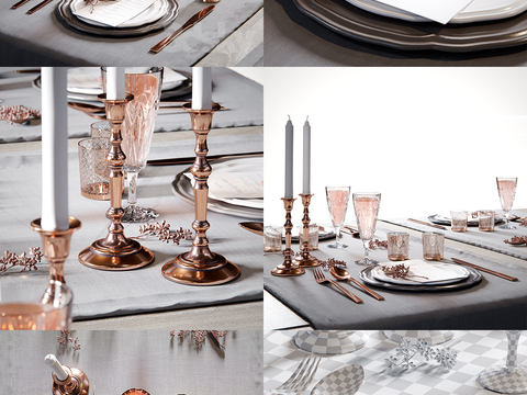 European-style cutlery plate candlestick cutlery