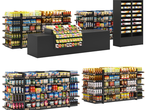 modern supermarket shelves