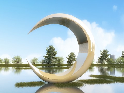 Modern Moon City Sculpture