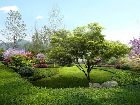 Modern Park Grassland Landscape psd