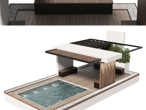 Modern Courtyard Pool Gazebo View Pavilion