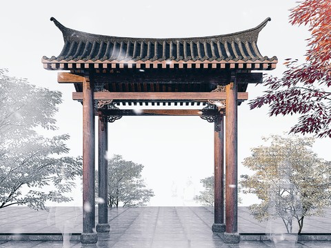 Chinese solid wood archway