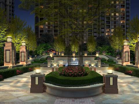 modern park garden night view psd