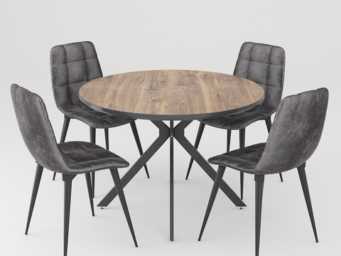 Modern solid wood round dining table and chair free