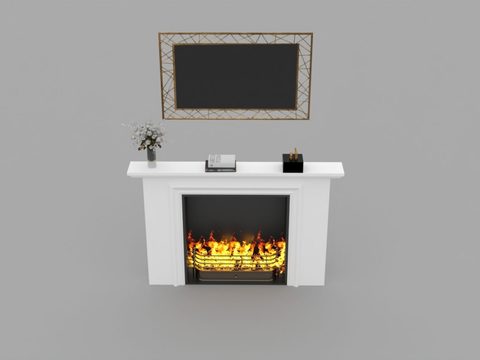 Modern Minimalist Solid Wood Simulation Fireplace Free