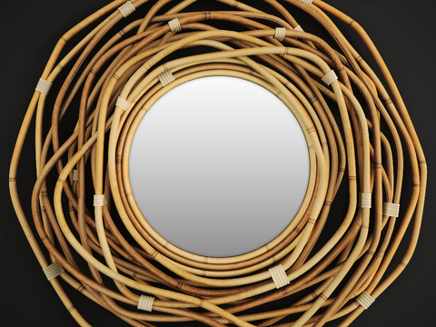 Natural wind log decorative mirror