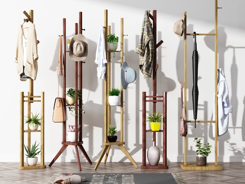 Modern Wooden Coat Rack Floor Hanger