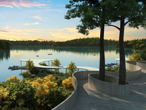 Modern Lake Landscape