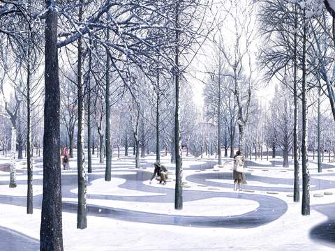 modern snow garden landscape psd