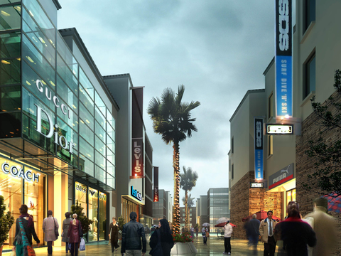 modern commercial street pedestrian street psd