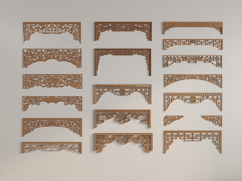 Chinese-style carved lintel lattice hanging carved structural beam support